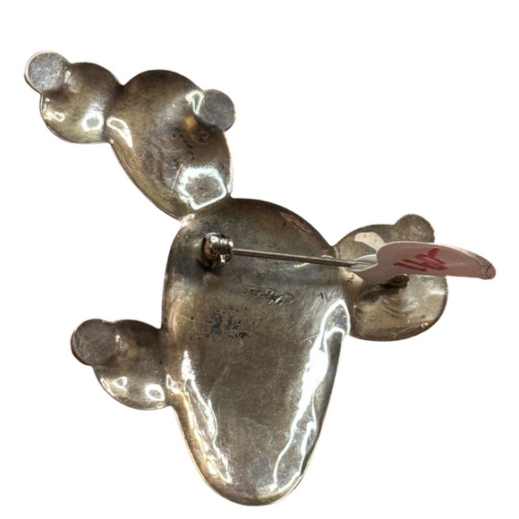 Vintage Carolyn Pollack Carlisle Silver Sterling Turquoise Cactus Pin Brooch - Picture 3 of 5